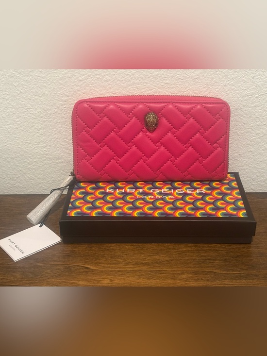 Kurt Geiger Handbags - Kurt Geiger Hot Pink Quilted Zip-Around Wallet